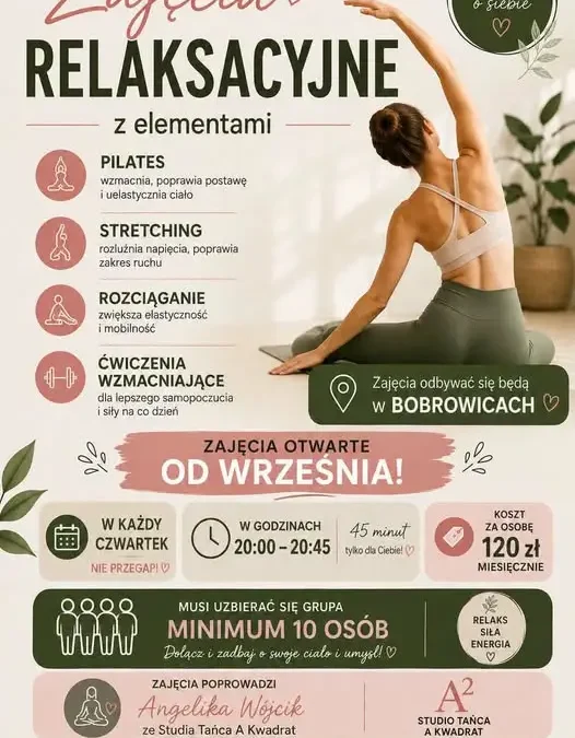 Relaksacyjne czwartki w Bobrowicach – pilates i stretching od września