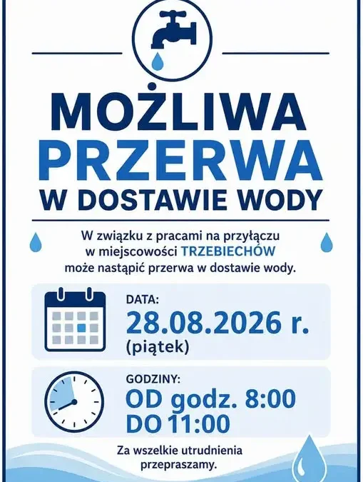 Przerwa w dostawie wody w Trzebiechowie – 28 sierpnia
