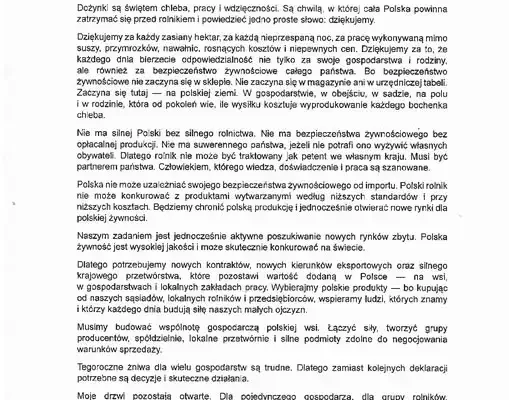 Minister rolnictwa dziękuje rolnikom za trud żniw i obiecuje wsparcie