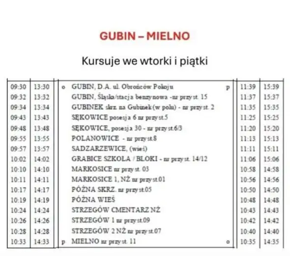 Nowe rozkłady jazdy autobusów powiatowych – sprawdź trasę Gubin–Mielno