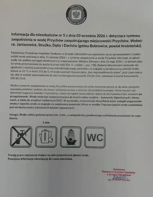 Gmina Bobrowice: badania wody w sześciu miejscowościach