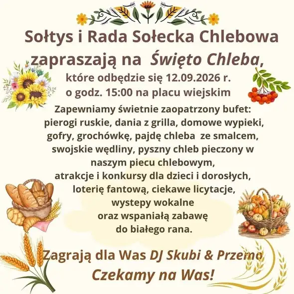 Święto Chleba i Święto Dyni – końcówka lata w gminie pełna lokalnych wydarzeń