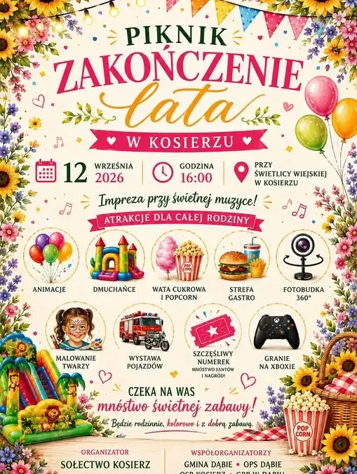 Pożegnanie lata w Kosierzu – piknik pełen atrakcji już 12 września
