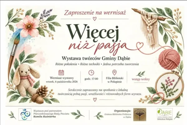 Wernisaż 8 artystów z Gminy Dąbie już 6 października