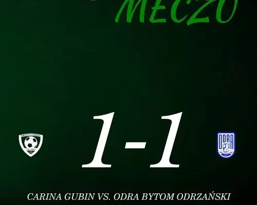 Derbowy remis Cariny Gubin z Odrą Bytom Odrzański. Mateusz Szela bohaterem