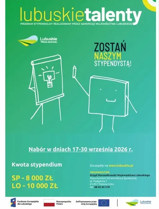 Lubuskie Talenty 2026/2027: nabór wniosków o stypendium trwa do 30 września