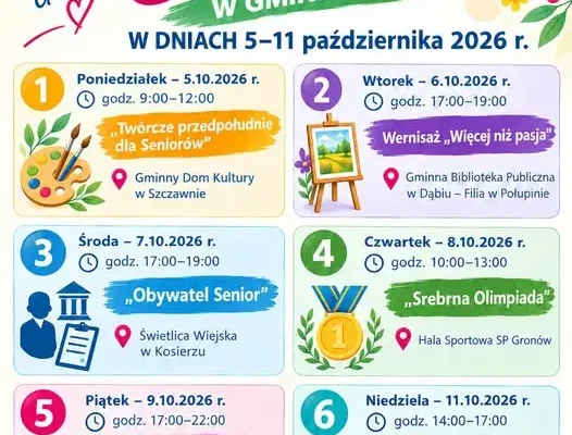 Tydzień Seniora w Gminie Dąbie – sprawdź harmonogram wydarzeń