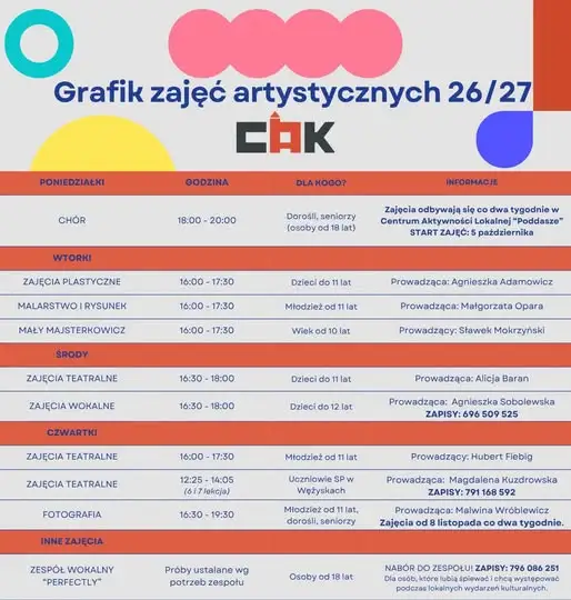 CAK Zamek w Krośnie Odrzańskim zaprasza na bezpłatne zajęcia artystyczne – ruszają 5 października