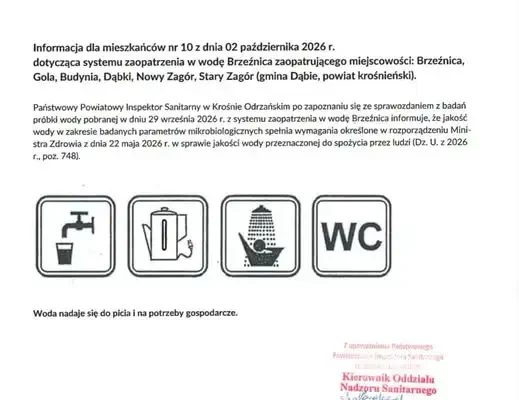 Woda z wodociągu Brzeźnica znów zdatna do picia – sanepid potwierdza jakość