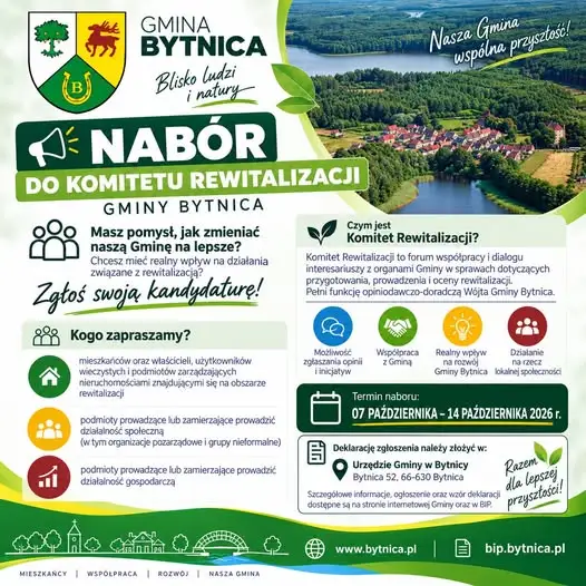 Gmina Bytnica szuka kandydatów do Komitetu Rewitalizacji – nabór trwa do 14 października