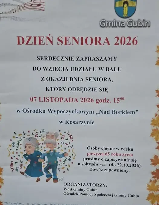 Dzień Seniora 2026 w Gminie Gubin – bal w Kosarzynie