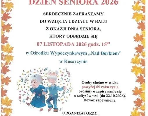 Bal Seniora 2026 w Kosarzynie – zapisy trwają do 22 października