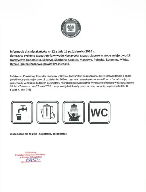 Woda w gminie Maszewo znów bezpieczna. Sanepid potwierdził wyniki badań